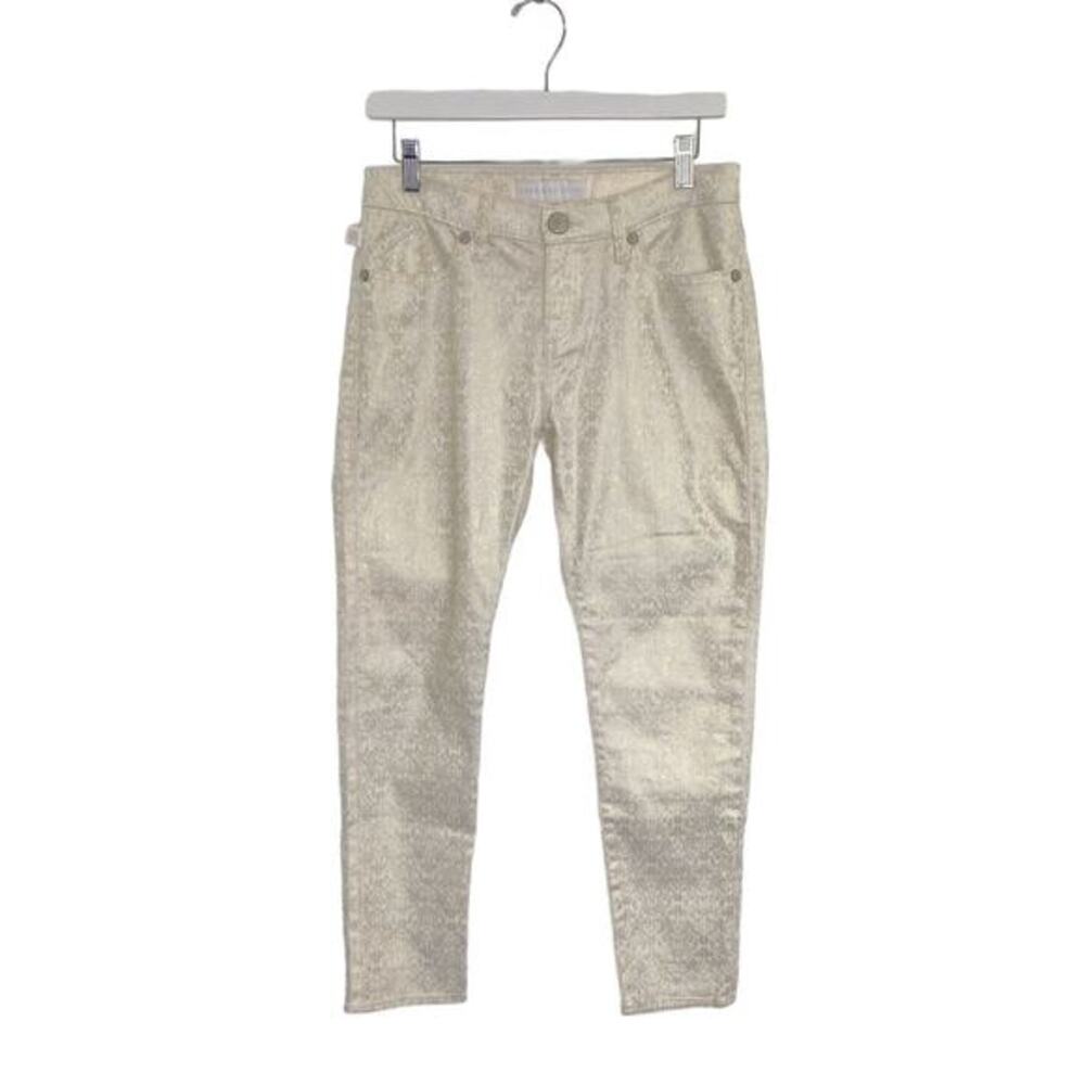 Rock & Republic Women's Size 8 Cream/Gold Hamburg‎ Crop Denim Jeans 26" Inseam